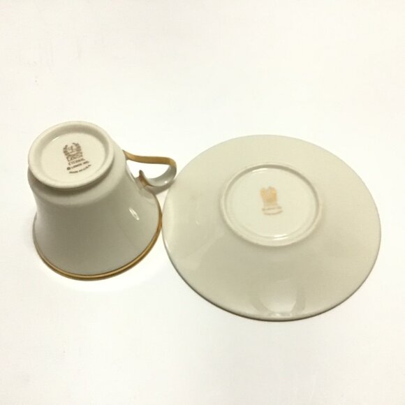 8pc LENOX 'Eternal' Elegant Bone China Teacup & Saucer Set Cream w/Gold Trim - Picture 7 of 8